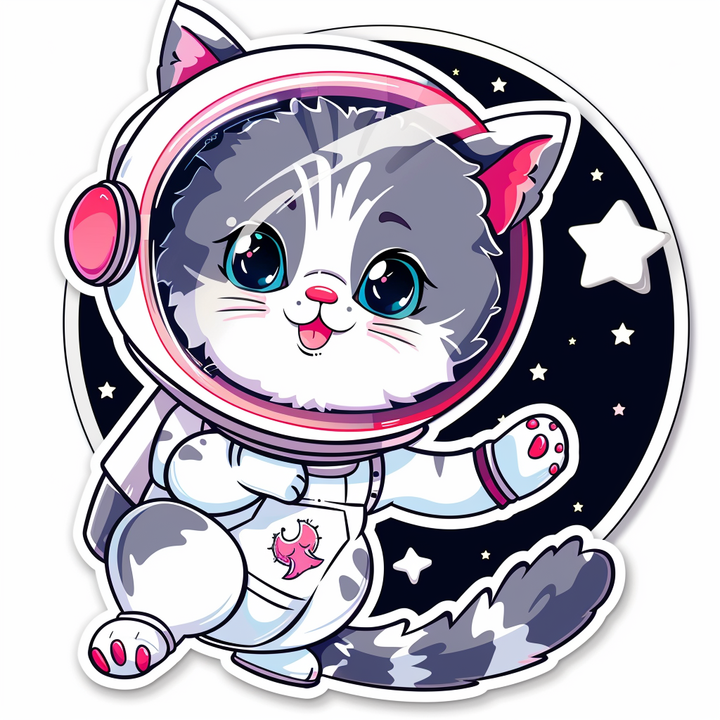 Sticker of a Cute and Adorable Persian Cat Space Expressive surreal Vinyl Decal Sticker for Car, Laptop, Tumbler and more # F016451