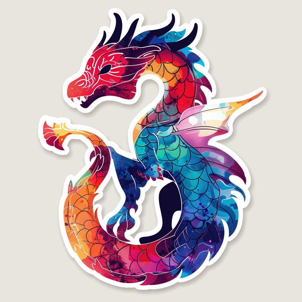 Dragon majestic Expressive surreal Vinyl Decal Sticker for Car, Laptop, Tumbler and more # F019119-4" x 4"