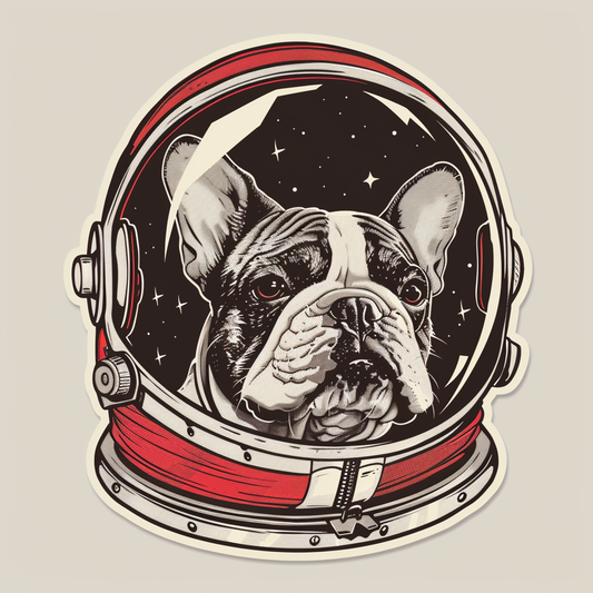 Bulldog Dog astronaut majestic Expressive surreal Vinyl Decal Sticker for Car, Laptop, Tumbler and more # F017300