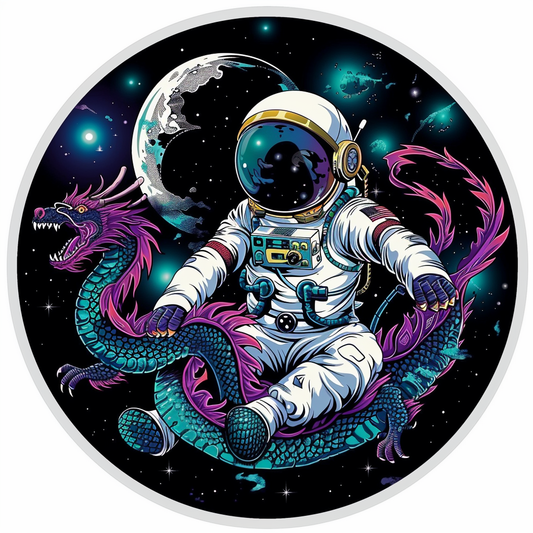 Sticker of a Dragon astronaut majestic Expressive surreal Vinyl Decal Sticker for Car, Laptop, Tumbler and more # F019134