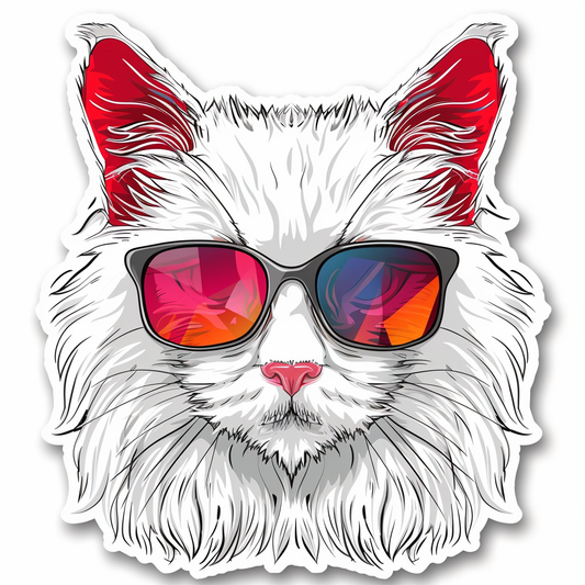 Adorable Turkish Angora Cat  Vinyl Decal Sticker for Car, Laptop, Tumbler and more # F020791-4" x 4"