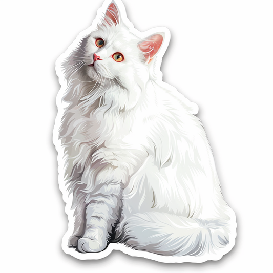 Adorable Turkish Angora Cat  Vinyl Decal Sticker for Car, Laptop, Tumbler and more # F021611-4" x 4"