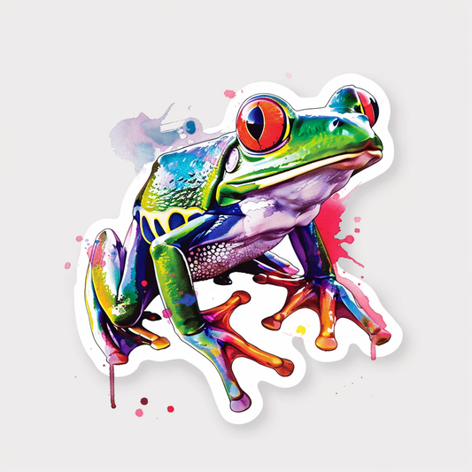 Sticker of a Frog majestic Expressive surreal Vinyl Decal Sticker for Car, Laptop, Tumbler and more # F015842