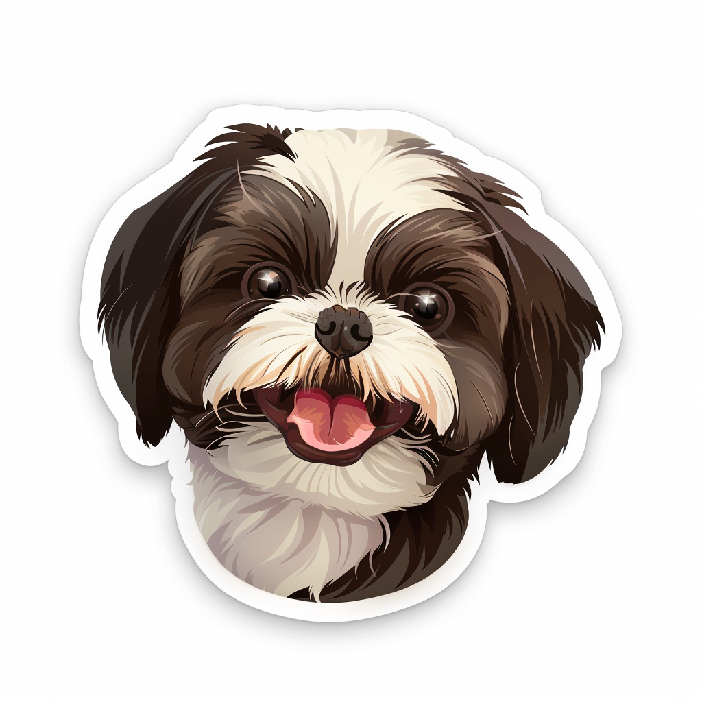 Adorable Shih Tzu Dog Expressive surreal Vinyl Decal Sticker for Car, Laptop, Tumbler and more # F018482