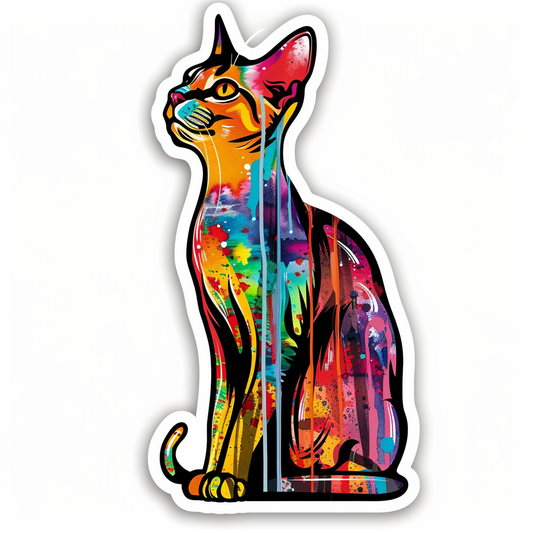 Abyssinian Cat astronaut majestic Expressive surreal Vinyl Decal Sticker for Car, Laptop, Tumbler and more # F021125-4" x 4"