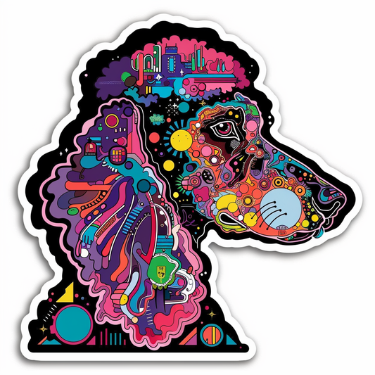 Poodle Dog cyber punk Vinyl Decal Sticker for Car, Laptop, Tumbler and more # F012572