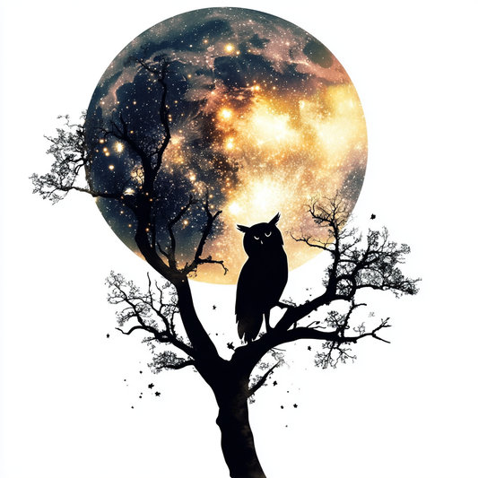 Owl Moon and Stars Vinyl Decal Sticker for Car, Laptop, Tumbler and more # F025742