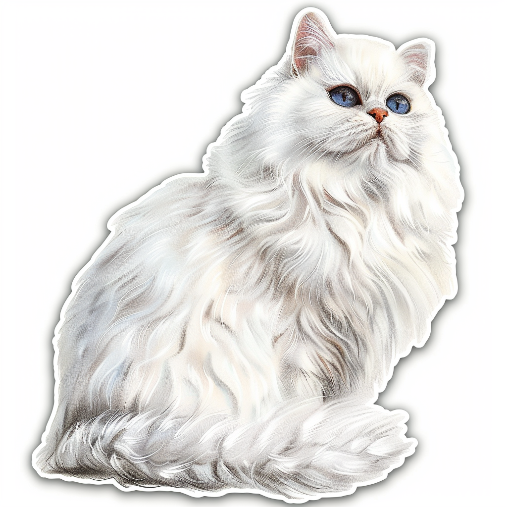 Persian Cat Expressive surreal Vinyl Decal Sticker for Car, Laptop, Tumbler and more # F016483