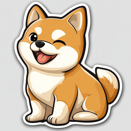 Shiba Inu sticker cartoon style Expressive surreal Vinyl Decal Sticker for Car, Laptop, Tumbler and more # F025803