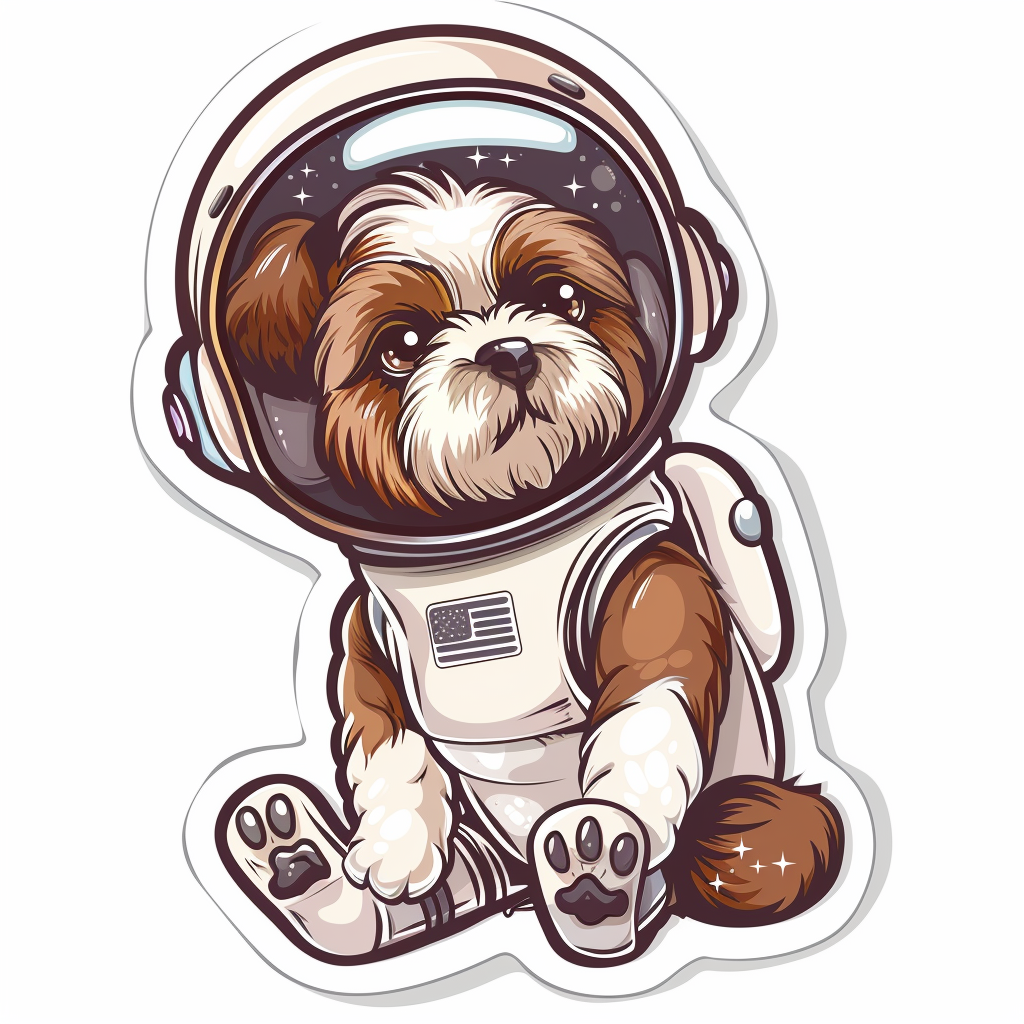 Adorable Shih Tzu Dog Expressive surreal Vinyl Decal Sticker for Car, Laptop, Tumbler and more # F018159