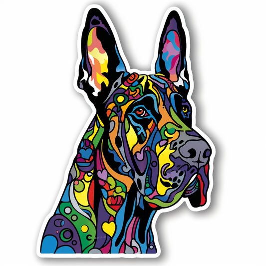 Great Dane Dog Expressive surreal Vinyl Decal Sticker for Car, Laptop, Tumbler and more # F022735