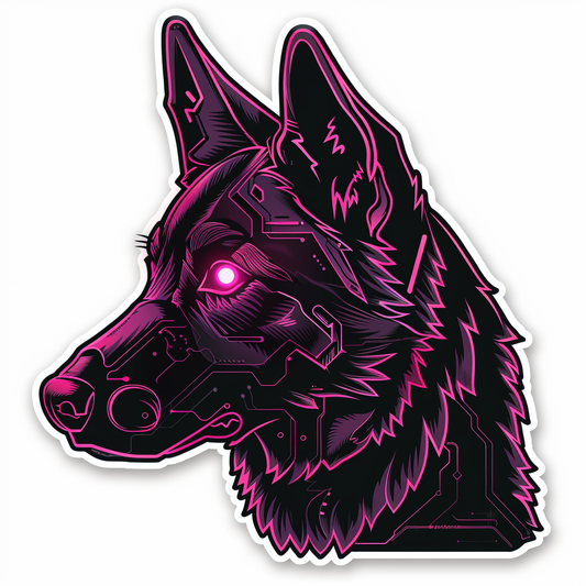 German Shepherd Dog cyber punk Vinyl Decal Sticker for Car, Laptop, Tumbler and more # F011547
