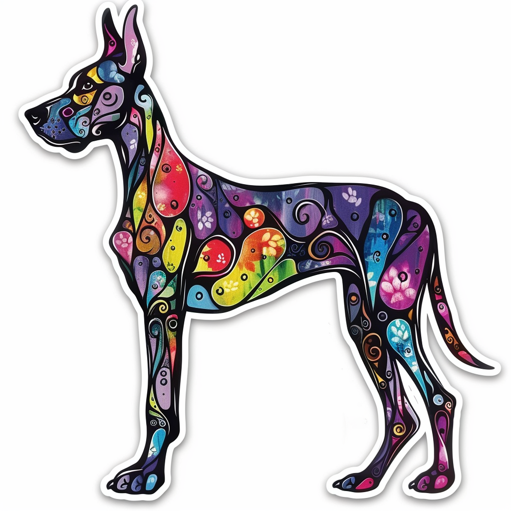 Adorable Great Dane Dog Expressive surreal Vinyl Decal Sticker for Car, Laptop, Tumbler and more # F017886