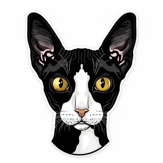 Adorable Cornish Rex Cat Expressive surreal Vinyl Decal Sticker for Car, Laptop, Tumbler and more # F021415-4" x 4"