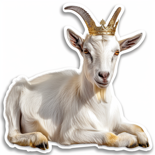 Goat Crowned majestic Expressive surreal Vinyl Decal Sticker for Car, Laptop, Tumbler and more # F020522-4" x 4"