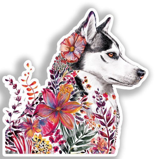 Siberian Husky Dog Vinyl Decal Sticker for Car, Laptop, Tumbler and more # A019129-4" x 4"