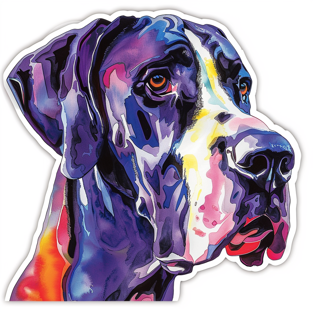 Great Dane Dog Expressive surreal Vinyl Decal Sticker for Car, Laptop, Tumbler and more # F022752