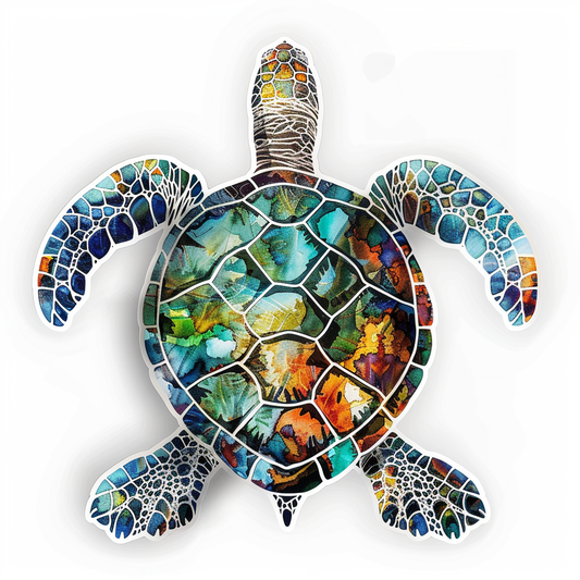 Sticker of a turtle majestic Expressive surreal Vinyl Decal Sticker for Car, Laptop, Tumbler and more # F021964
