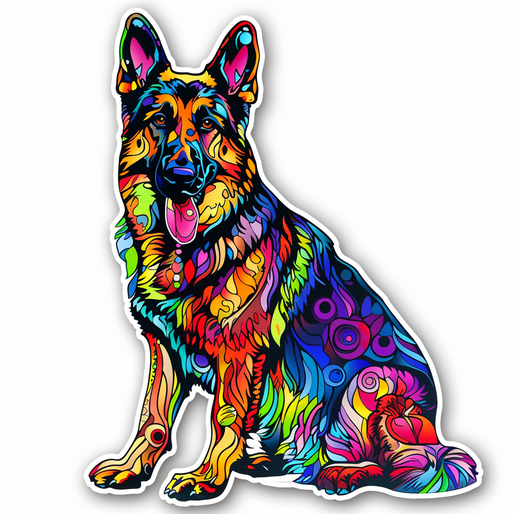 German Shepherd Dog cartoon Vinyl Decal Sticker for Car, Laptop, Tumbler and more # F011579