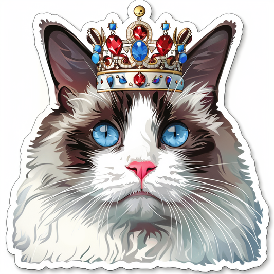 Ragdoll CatRagdoll Cat crowned Vinyl Decal Sticker for Car, Laptop, Tumbler and more # F010228
