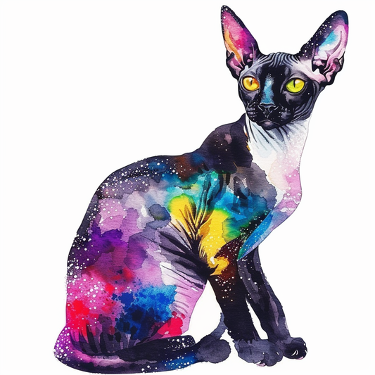 Adorable Cornish Rex Cat Expressive surreal Vinyl Decal Sticker for Car, Laptop, Tumbler and more # F021498-4" x 4"