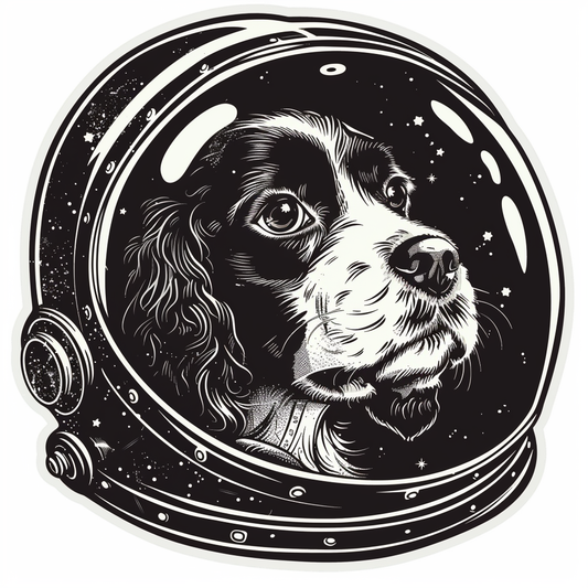 Cocker Spaniel Dog astronaut majestic Expressive surreal Vinyl Decal Sticker for Car, Laptop, Tumbler and more # F020235-4" x 4"