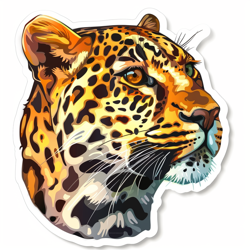 Leopard majestic Expressive surreal Vinyl Decal Sticker for Car, Laptop, Tumbler and more # F022606