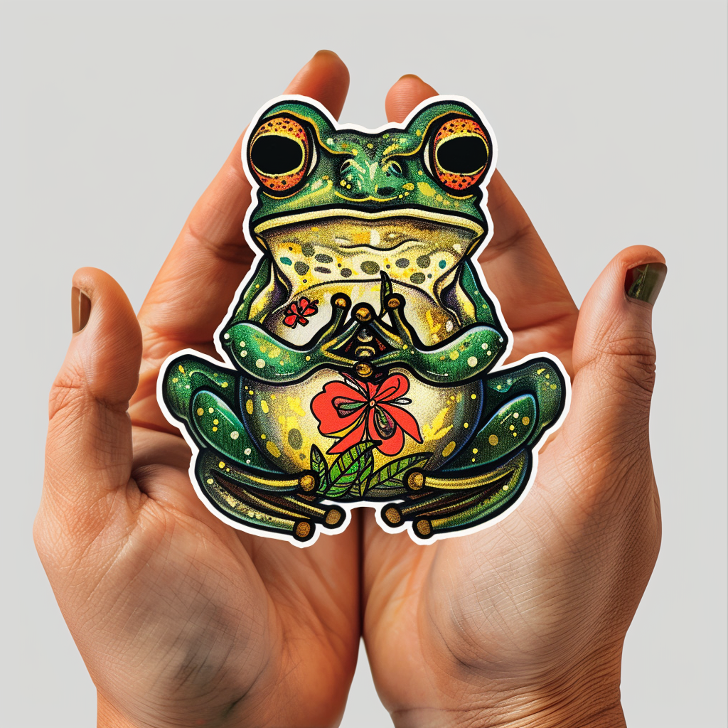 Sticker of a Frog majestic Expressive surreal Vinyl Decal Sticker for Car, Laptop, Tumbler and more # F016607