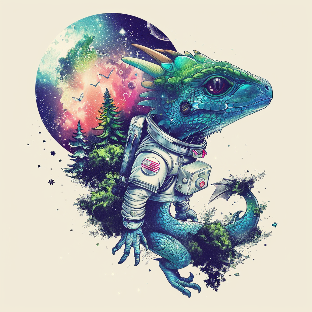 Sticker of a Dragon astronaut majestic Expressive surreal Vinyl Decal Sticker for Car, Laptop, Tumbler and more # F019143