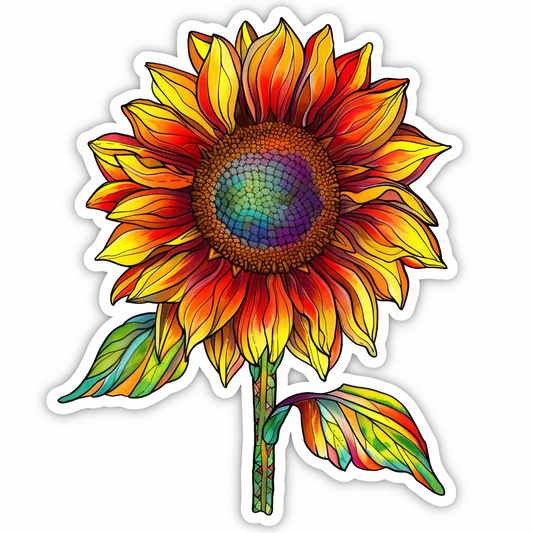 Sunflower flower majestic Expressive surreal Vinyl Decal Sticker for Car, Laptop, Tumbler and more # F023094