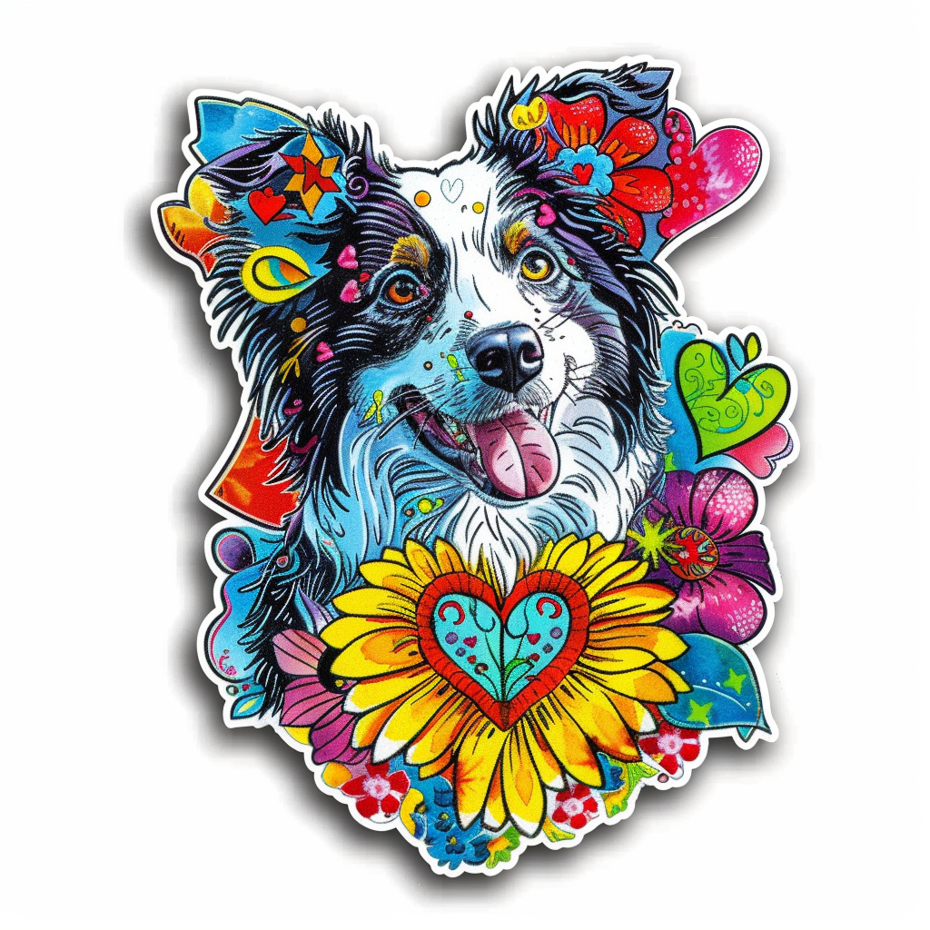 Sticker of a Border Collie Dog majestic Expressive surreal Vinyl Decal Sticker for Car, Laptop, Tumbler and more # F021904