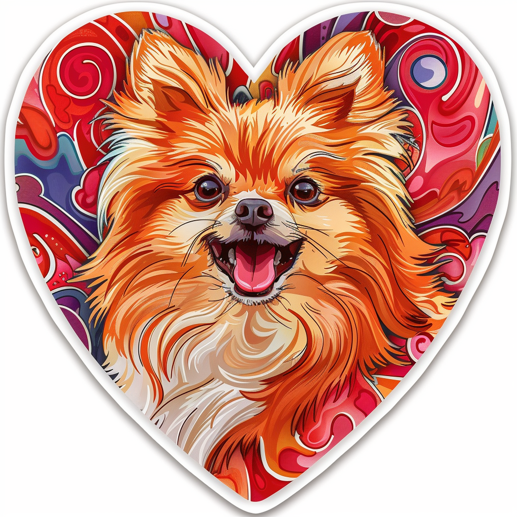 Sticker of a Pomeranian Dog majestic Expressive surreal Heartcore Vinyl Decal Sticker for Car, Laptop, Tumbler and more # F014108
