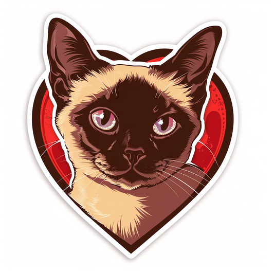Burmese Cat heartcore Vinyl Decal Sticker for Car, Laptop, Tumbler and more # F011010
