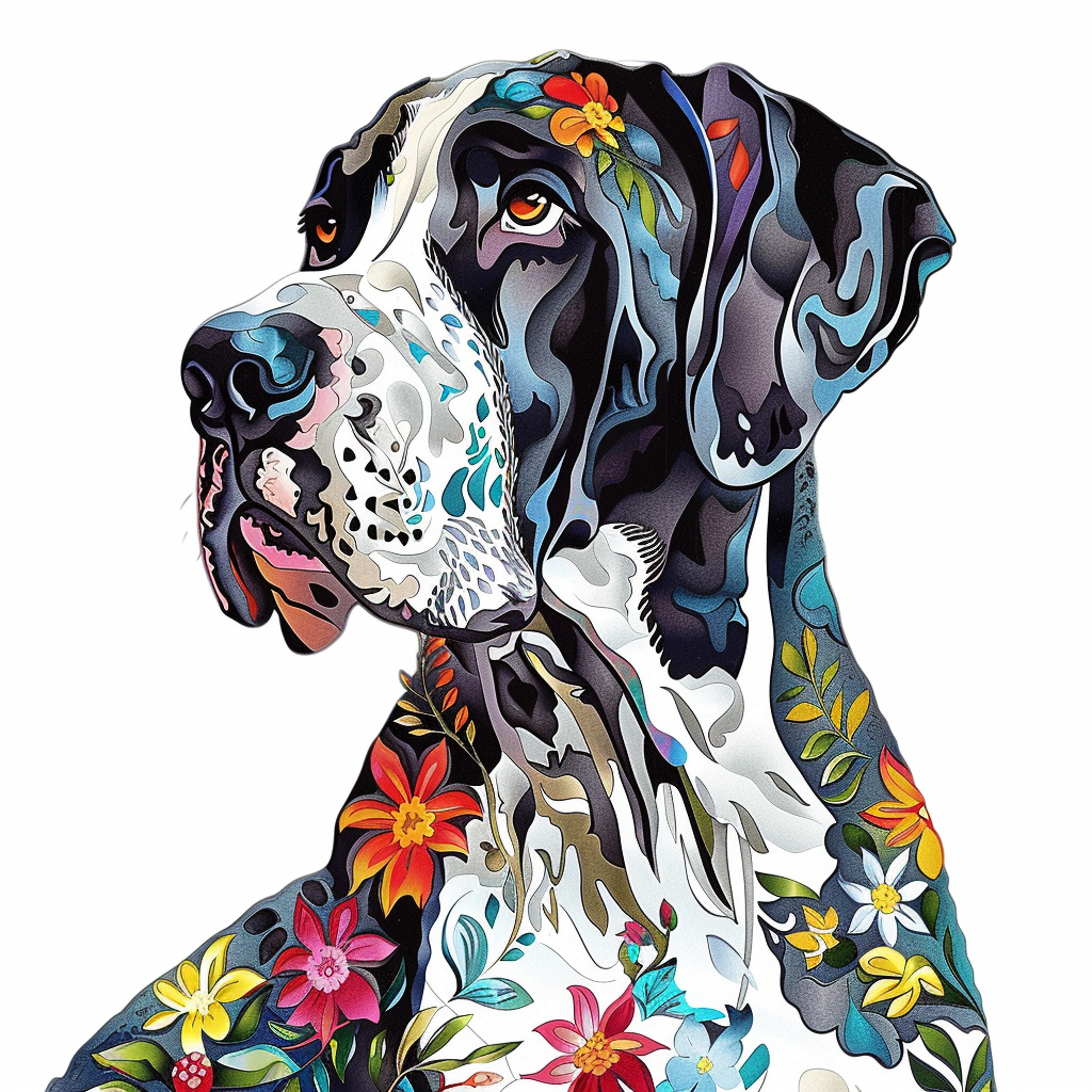 Adorable Great Dane Dog Expressive surreal Vinyl Decal Sticker for Car, Laptop, Tumbler and more # F017851