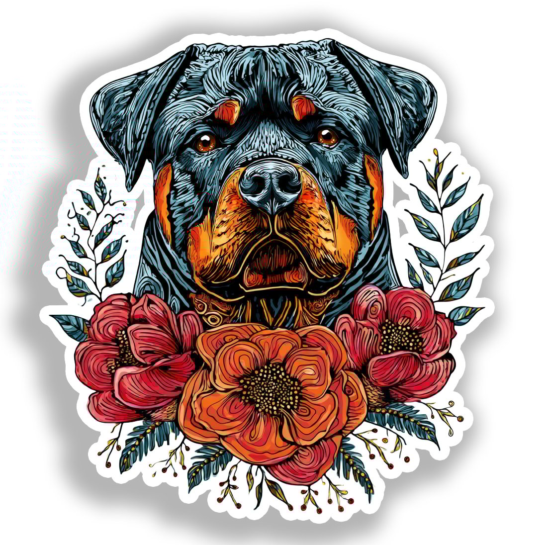 Rottweiler Dog Vinyl Decal Sticker for Car, Laptop, Tumbler and more # A018233-4" x 4"
