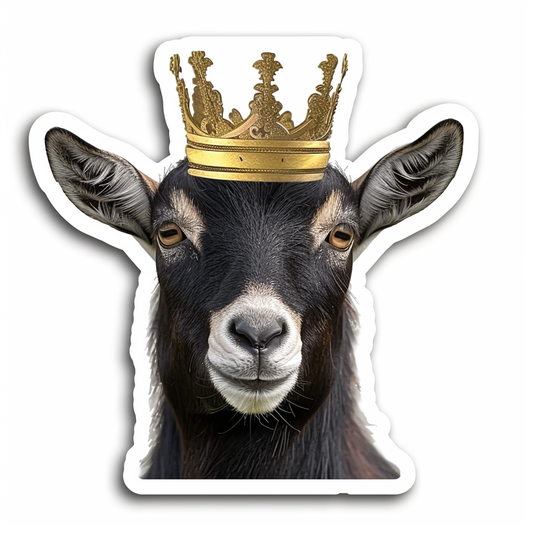 Goat Crowned majestic Expressive surreal Vinyl Decal Sticker for Car, Laptop, Tumbler and more # F020533-4" x 4"