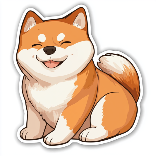 Shiba Inu sticker cartoon style Expressive surreal Vinyl Decal Sticker for Car, Laptop, Tumbler and more # F025812