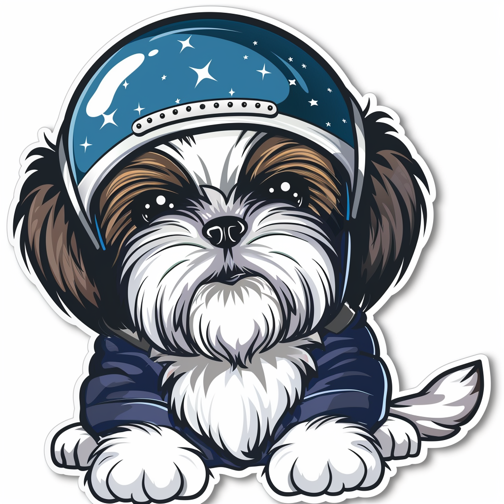 Adorable Shih Tzu Dog Expressive surreal Vinyl Decal Sticker for Car, Laptop, Tumbler and more # F018180