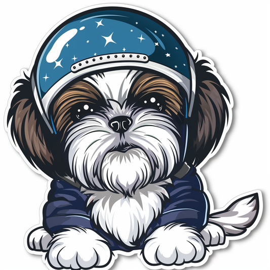 Adorable Shih Tzu Dog Expressive surreal Vinyl Decal Sticker for Car, Laptop, Tumbler and more # F018180