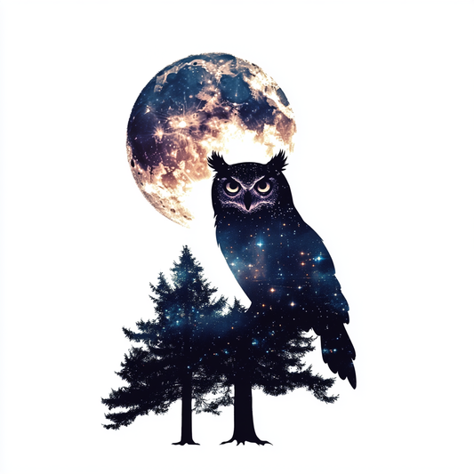 Owl Moon and Stars Vinyl Decal Sticker for Car, Laptop, Tumbler and more # F025760