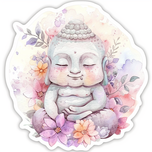 Adorable Buddha Expressive surreal Vinyl Decal Sticker for Car, Laptop, Tumbler and more # F017158