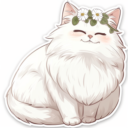 Adorable Turkish Angora Cat  Vinyl Decal Sticker for Car, Laptop, Tumbler and more # F021011-4" x 4"