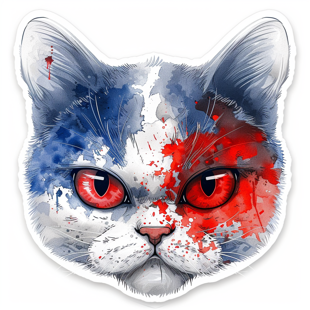 American Shorthair Cat majestic Expressive surreal Vinyl Decal Sticker for Car, Laptop, Tumbler and more # F019837-4" x 4"