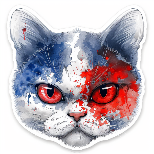 American Shorthair Cat majestic Expressive surreal Vinyl Decal Sticker for Car, Laptop, Tumbler and more # F019837-4" x 4"
