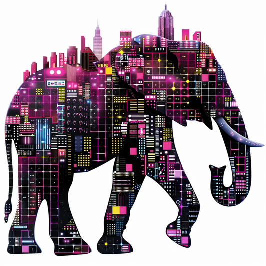 Elephant Expressive surreal Vinyl Decal Sticker for Car, Laptop, Tumbler and more # F022273-4" x 4"