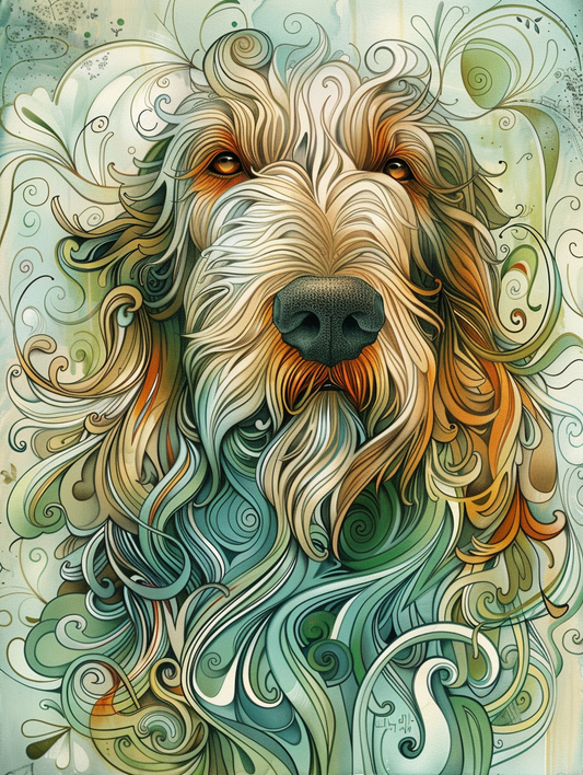 Poster of Goldendoodle dog Expressive surreal Poster # F024253