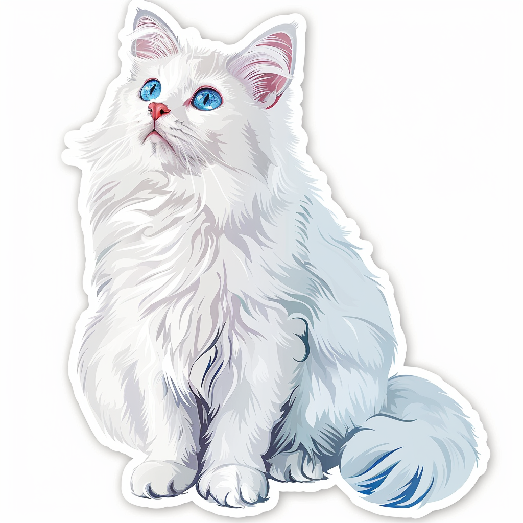 Adorable Turkish Angora Cat  Vinyl Decal Sticker for Car, Laptop, Tumbler and more # F021594-4" x 4"
