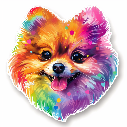 Pomeranian Dog heartcore Expressive surreal Vinyl Decal Sticker for Car, Laptop, Tumbler and more # F018008