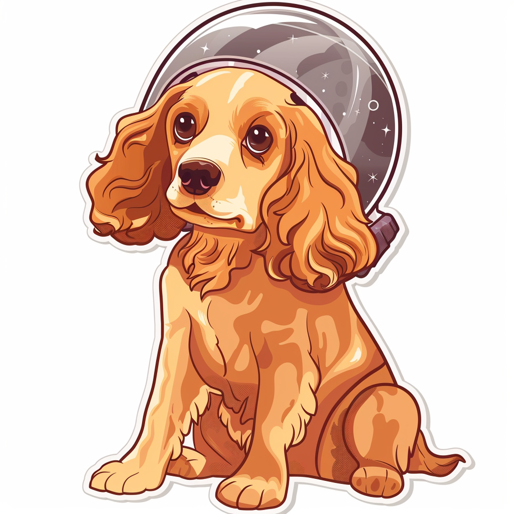Cute and Adorable Cocker Spaniel Dog Expressive surreal Vinyl Decal Sticker for Car, Laptop, Tumbler and more # F019957-4" x 4"