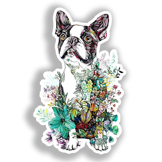 Boston Terrier Dog Vinyl Decal Sticker for Car, Laptop, Tumbler and more # A018995-4" x 4"